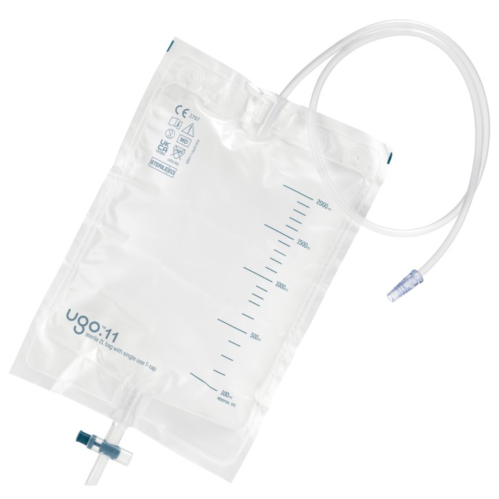 Ugo 11 Drainagebeutel 2L, 90cm, mit Ablass, steril (10St) Einweg-Drainage, Einweg-Ablass