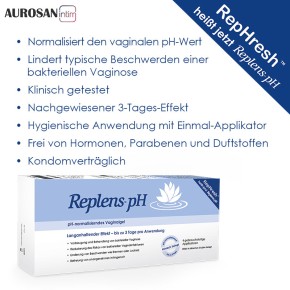 RepHresh™ heißt jetzt Replens™ pH (4 Applikatoren) zur Normalisierung des vaginalen pH-Wertes